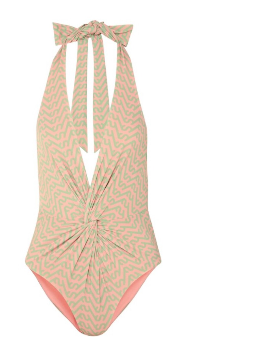 Self-Portrait Monogram V-Neck Halterneck Swimsuit.